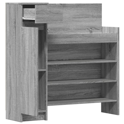 Schoenenkastje – Schoenenkast – Schoenenrek – Schoenenopberger – Schoenenschuif – Smal Hoog Kastje – Duurzaam Hout – Grijze Afwerking – 100,5x28x100 cm – Modern Ontwerp