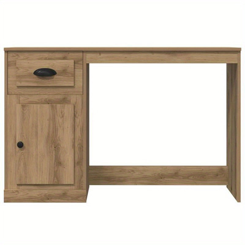 Bureau Eikenhout – Schrijftafel – Werkplek – Studieplek – Computertafel – Massief Hout – 2 Laden & Open Vak – Stevige Traditionele Constructie – 50x115x75 cm – Bruin