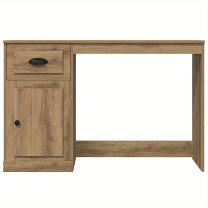 Bureau Eikenhout – Schrijftafel – Werkplek – Studieplek – Computertafel – Massief Hout – 2 Laden & Open Vak – Stevige Traditionele Constructie – 50x115x75 cm – Bruin