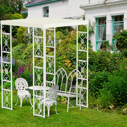 Tuinpaviljoen – Pergola – Prieel – Overkapping – Partytent – Wit Metalen Frame – Waterdicht Canopy – 180x270 cm – Stevig Metalen Pergola Met Ritssluiting