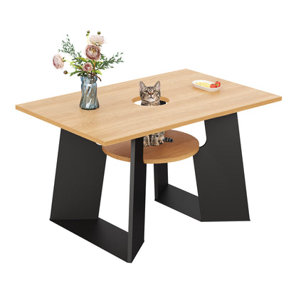 Keukentafel – Eettafel – Tafeltje – Keukenmeubel – Dinerbank – Rechthoekig – Met Dierenruimte en Opbergrekken – Geschikt voor 6 Personen – 130×85×75 cm
