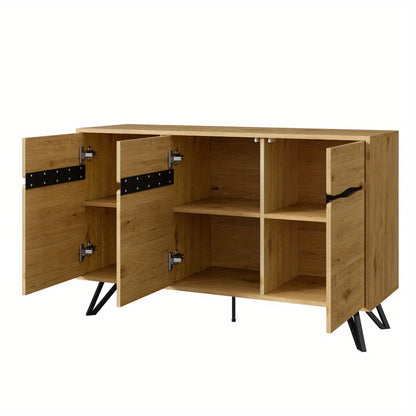 Opbergkast – Opbergmeubel – Kast – Bergkast – Dressoir – Modern – 3 Deuren – Beige – Stevige Poten – Onderhoudsvriendelijk Kunststof