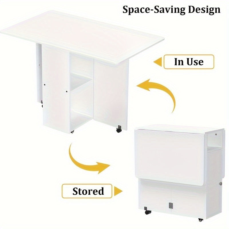 Uitklapbare Eettafel – Uitschuifbare Tafel – Klaptafel – Verlengbare Keukentafel – Mobiele Eettafel – Ruimtebesparend Design – Metaal Met Wieltjes En 110x70x79 cm