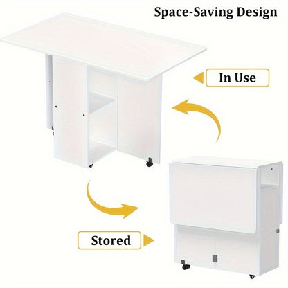 Uitklapbare Eettafel – Uitschuifbare Tafel – Klaptafel – Verlengbare Keukentafel – Mobiele Eettafel – Ruimtebesparend Design – Metaal Met Wieltjes En 110x70x79 cm