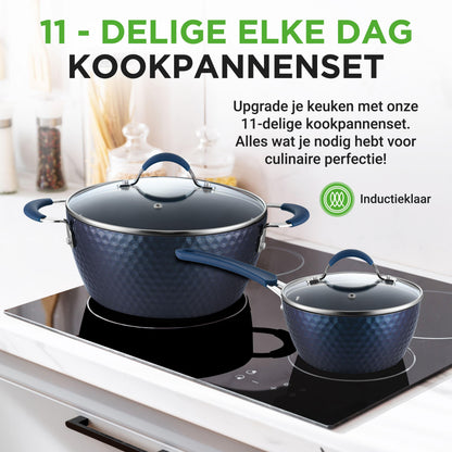 Inductieset – Pannenset – Keramische Keukenset – Kookgerei – Kookpannen – PFOA-vrij – Blauw Diamant Coating