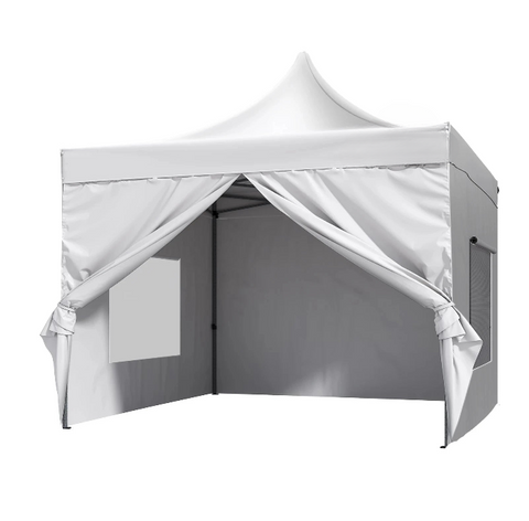 Partytent - Shelter tent 10x10ft - Polykatoen - Eenvoudig Opzetten - Aerodynamisch design - Verwijderbare zijwanden - UV Bestendig - Waterdicht - Wit - QUORE