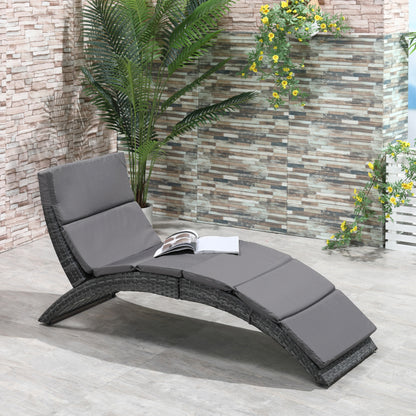 Ligstoel – Tuinstoel – Ligbed – Relaxstoel – Zonnebed – Opvouwbaar – Resin Rotan – Verstelbaar – Met Dikker Kussen – Weerbestendig Metaal