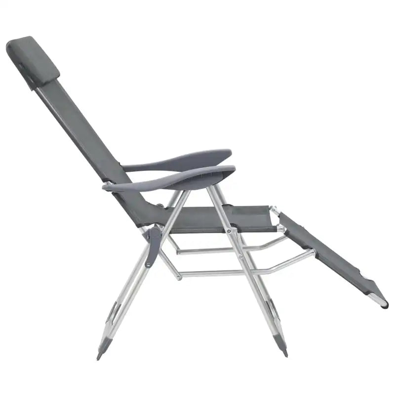 Campingstoel – Vouwstoel – Tuinstoel – Strandstoel – Buitenstoel – Grijs – Ademend UV-bestendig Materiaal – Verstelbare Rugleuning 5 standen
