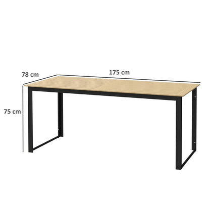 Outsunny Garden Table Metal 175x78cm Weatherproof Balcony Table Wood Look Slat Design Buffet Table Camping Table for 6 People Patio Table Outdoor Dining Table for Garden Terrace Balcony Black, Small Picnic Table, Portable Tab