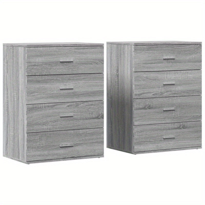 Sideboards – Dressoir – Kast – Opbergmeubel – Wandmeubel – Set van 2 – 60x39x80 cm – Bewerkt Hardhout – Grijs Sonoma – Verwijderbare Planken – Ruimtebesparend