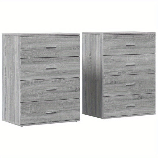 Sideboards – Dressoir – Kast – Opbergmeubel – Wandmeubel – Set van 2 – 60x39x80 cm – Bewerkt Hardhout – Grijs Sonoma – Verwijderbare Planken – Ruimtebesparend