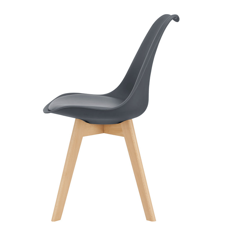 Eetkamerstoel – Stoel – Kuipstoel – Keukenstoel – Woonkamerstoel – Set van 6 – PU Kunstleer Bekleding – Beukenhouten Frame 81x49 cm