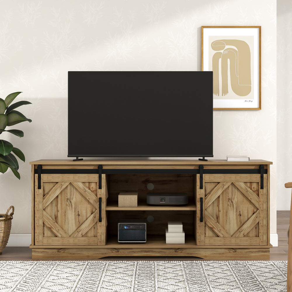 Large TV Cabinet TV Stand Sideboard Entertainment Center | Features two classic sliding doors, Adjustable shelves, Suitable for living room/dining room, Rustic style/modern design, Dimensions: 150*40*60cm, Antique brown, Meta