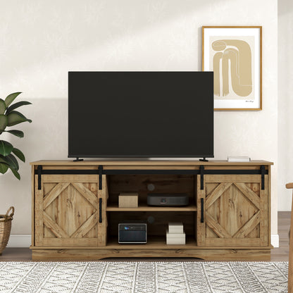 Large TV Cabinet TV Stand Sideboard Entertainment Center | Features two classic sliding doors, Adjustable shelves, Suitable for living room/dining room, Rustic style/modern design, Dimensions: 150*40*60cm, Antique brown, Meta