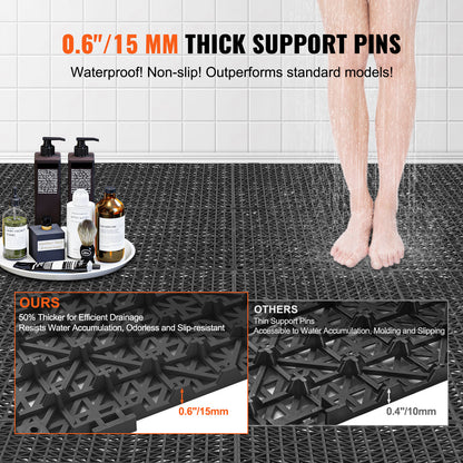 Douchematten – Badmat – Antislipmat – Badkamermat – Drainagemat – 50 Stuks 30x30 cm – Zacht PVC – Snelle Waterafvoer