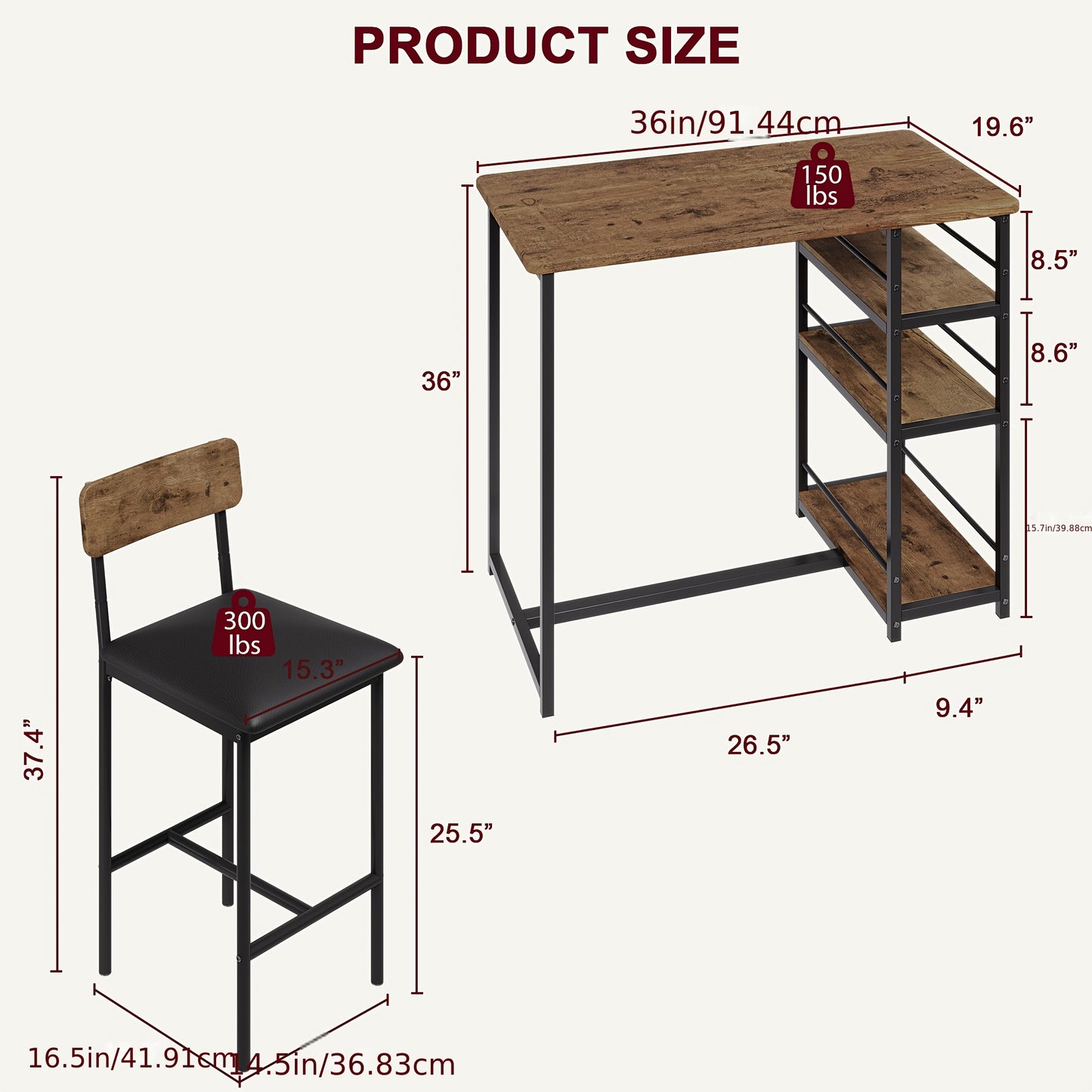 3pcs Modern Space-Saving Dining Table Set with 2 Upholstered Chairs - Compact Kitchen Table and Chairs for  Spaces, Sturdy Metal Frame & Easy-Clean Surface, Brown/Black Contemporary Design with White/Gray Tones - Ideal for Ap