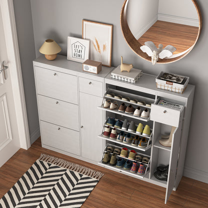 Schoenenkast – Schoenenrek – Schoenenopberger – Schoenenmeubel – Schoenenbank – Kantelfunctie – Massief Hout – 3 Uitklapbare Vakken – Smal Design