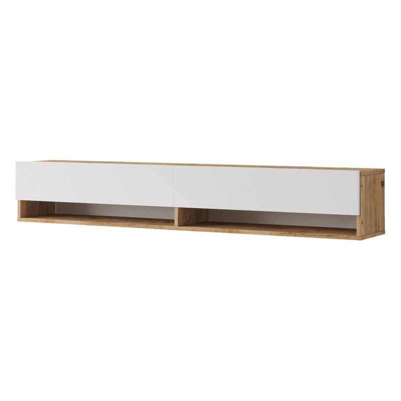 tv-meubel – tv-kast – lowboard – zwevend meubel – hangend tv-meubel – rustiek eiken – met 2 open vakken – MDF melamine coating