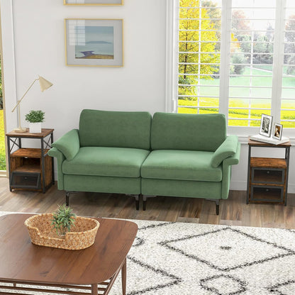 Nachtkastje – Bijzettafel – Sidetable – Bedtafel – Opbergmeubel – Industrieel Design – 2 Lade Flip – 3-Lagen Houten Bovenblad – Metaal Frame – 2 Stuks Set Rustiek Bruin