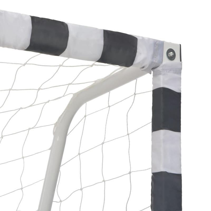 Voetbaldoel – Voetbalgoal – Doelnet – Soccergoal – Trainingsdoel – Metaal – 300 x 160 x 90 cm – Zwart-wit ontwerp