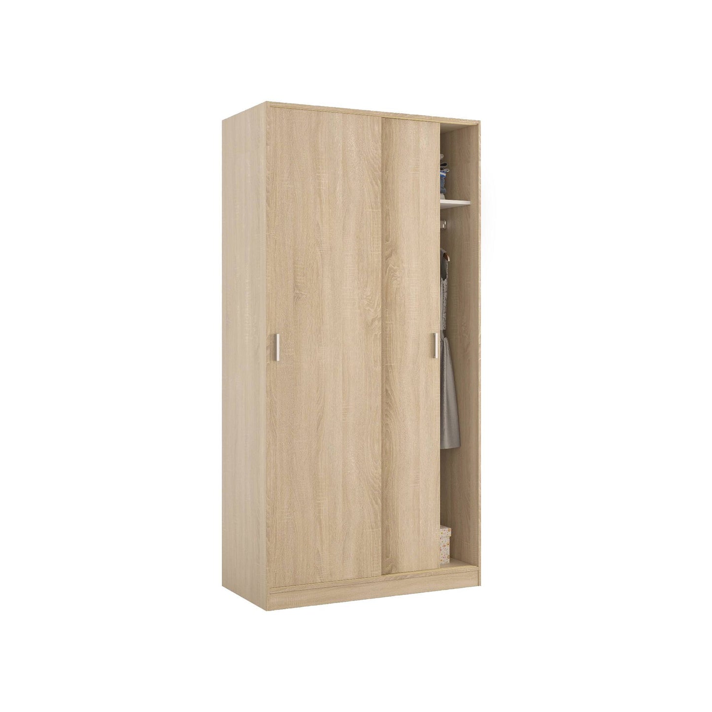 Wardrobe 2 in Front of Dagnan, Bedroom Closet, Furniture with Shelf And Clothes Rail, 100X50H200 Cm, Available in 2 Colors