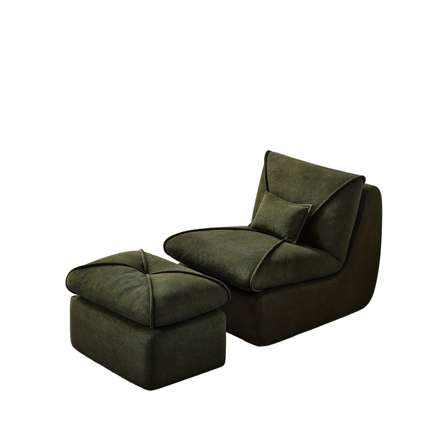 Relaxfauteuil – Fauteuil – Loungechair – Relaxstoel – Zitzak – Ergonomisch Design – Licht Beige Chenille Stof – Traagschuim Comfort