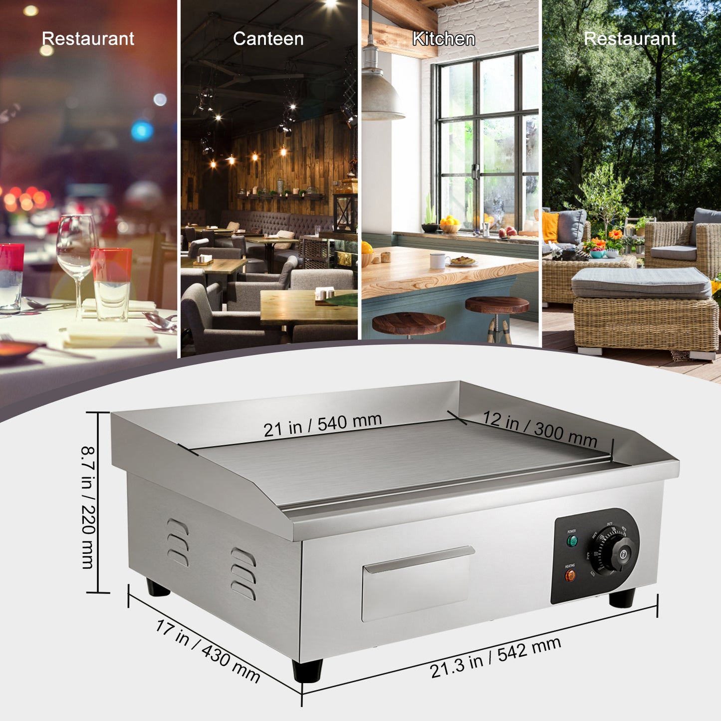 Elektrische Bakplaat – Grillplaat – Teppanyaki – Grill – Kookplaat – RVS – 3000W Vermogen – Groot Bakoppervlak 53,3 cm