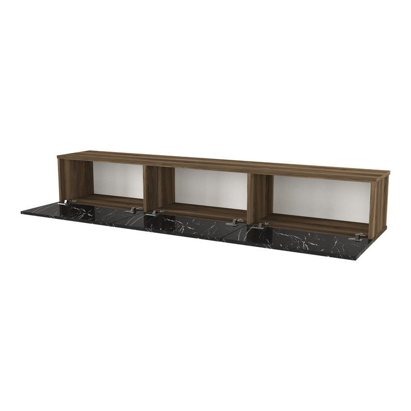 TV Meubel – TV Kast – TV Dressoir – Mediameubel – Hangend TV Meubel – Zwart – 180x31x29,5 cm – 3 Opslagvakken