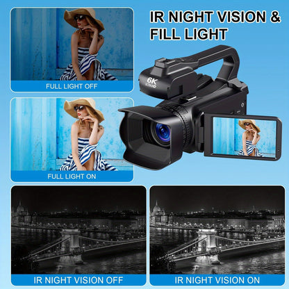 Vlogcamera – Compactcamera – Videocamera – Fotocamera – Vlogging Camera – 6K Ultra HD Video – Nachtzicht & 18x Digitale Zoom – 64MP – Touchscreen – Wifi – Inclusief Microfoon & Afstandsbediening – Zwart