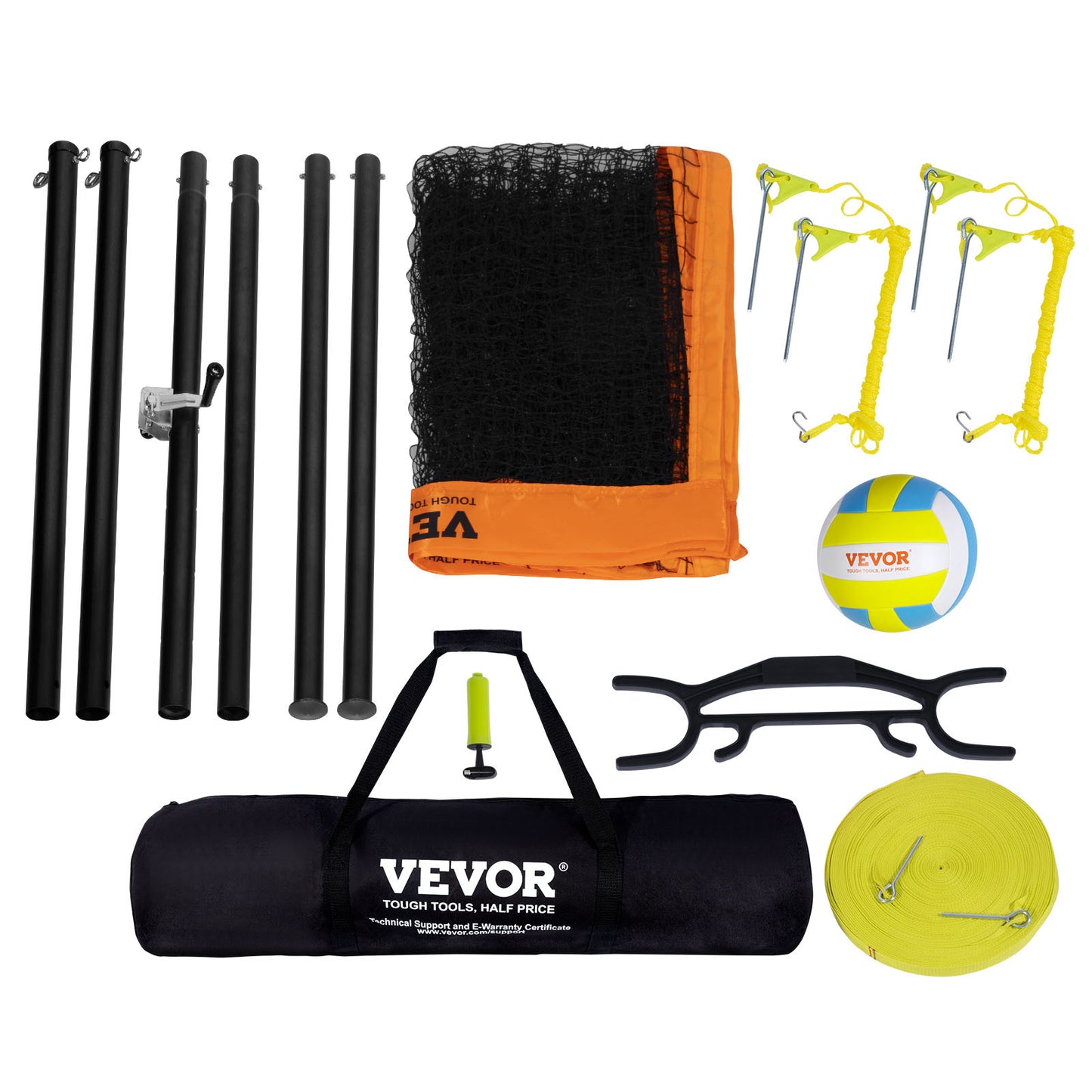 volleybalnet – sportnet – badmintonnet – beachvolleybalnet – draagbaar volleybalnet – verstelbare hoogte – duurzame aluminium palen