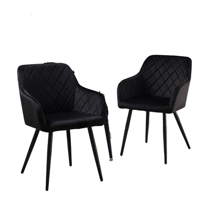 Eetkamerstoelen – Stoelen – Bureaustoelen – Velours Stoelen – Luxe Stoelen – Set van 2 – Memory Foam Zitting – Zwart Metalen Frame