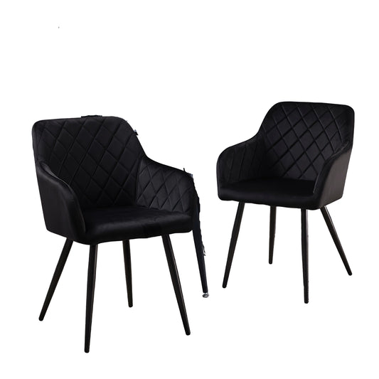 Eetkamerstoelen – Stoelen – Bureaustoelen – Velours Stoelen – Luxe Stoelen – Set van 2 – Memory Foam Zitting – Zwart Metalen Frame