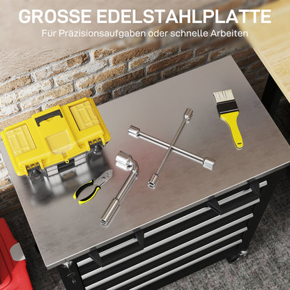 Gereedschapswagen – Werkplaatswagen – Tool Cabinet – Rolling Toolbox – Gereedschapskar – 5 Ruime Laden – Robuust Stalen Frame – Zwenkwielen Met Remfunctie