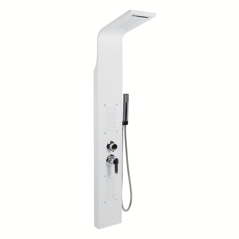 Doucheset – Douchepaneel – Douchekolom – Regendouche – Handdouche – 4-functies – Wit Metaal – 140 cm Hoog