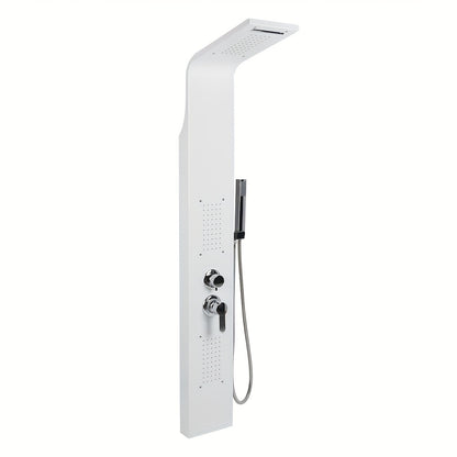 Doucheset – Douchepaneel – Douchekolom – Regendouche – Handdouche – 4-functies – Wit Metaal – 140 cm Hoog