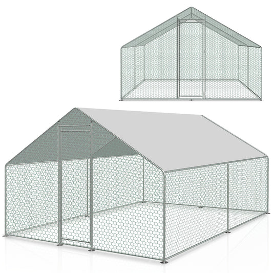 Buitenren Pluimvee Ren – Kipren – Dierenren – Vogelkooi – Buitenhok – Verzonken Stalen Frame – Water- en UV-bestendig Dak – Variant 3x2 meter