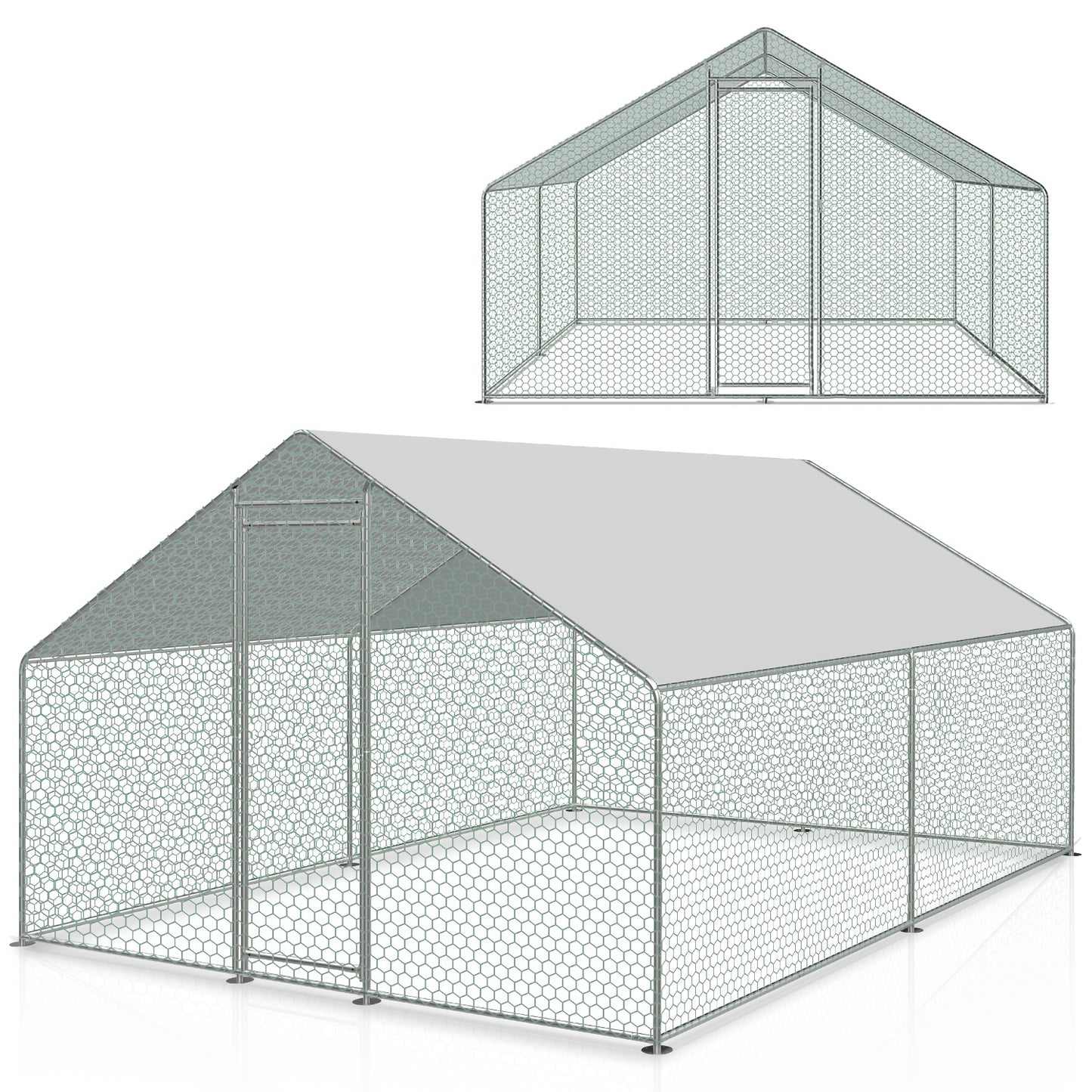 Dierenren – Kippenren – Pluimveeren – Buitenren – Kippenhok – Verzinkt Staal – Water- en UV-bestendig Dak – 3x2m Variant