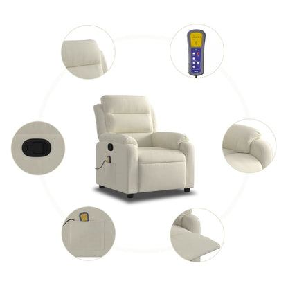 Fauteuil – Relaxstoel – Zetel – Lounge Chair – Recliner – Crème Handmatig Verstelbaar – Fluweelzachte Bekleding – Verstelbare Rugleuning Tot 135°
