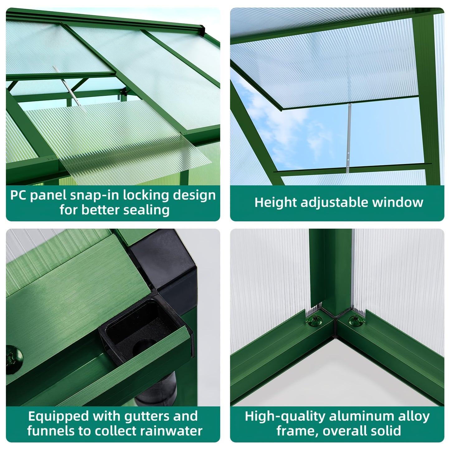 Kas – Kweekkas – Tuinkas – Plantenkas – Broeikas – Groot Aluminium Frame – Weerbestendig Polycarbonaat – Inclusief Dakventilator – 183x244 cm Walk-in Greenhouse