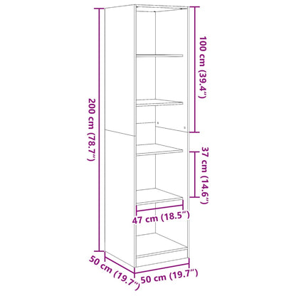 Kledingkast – Garderobekast – Kleerkast – Opbergkast – Dichte Kast – Betonlook – Compact 50x50x200 cm – Hoogwaardig Verwerkt Hout