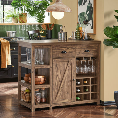 Vrijstaand Keukeneiland – Hoogkast – Dressoir – Bartafel – Buffetkast – Vintage Industrieel Design – Compact 110x95x55 cm – Stevig MDF & Veel Opbergruimte