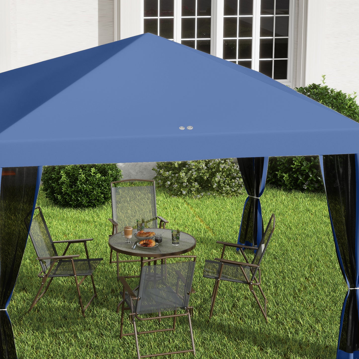 Tuinpaviljoen – Tuinkamer – Partytent – Overkapping – Tuinoverkapping – Pop-up Systeem – UV-Beschermd Polyester – 3x3 Meter – Inclusief Muskietennetten – Blauw