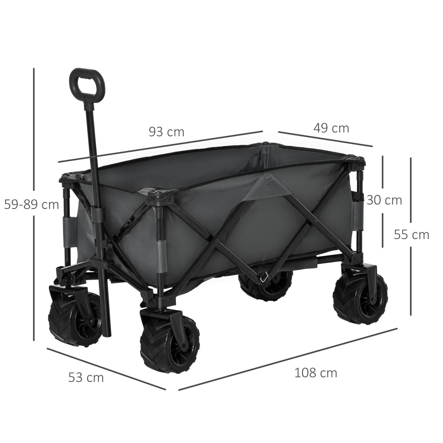 Transportkar – Vouwkar – Bolderkar – Trolley – Steekwagen – 360° Draaibare Wielen – Verstelbare Telescoopgreep – Draagvermogen 70 kg – Donkergrijs Metalen Frame