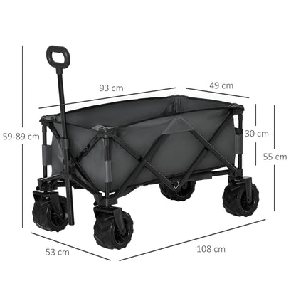 Transportkar – Vouwkar – Bolderkar – Trolley – Steekwagen – 360° Draaibare Wielen – Verstelbare Telescoopgreep – Draagvermogen 70 kg – Donkergrijs Metalen Frame