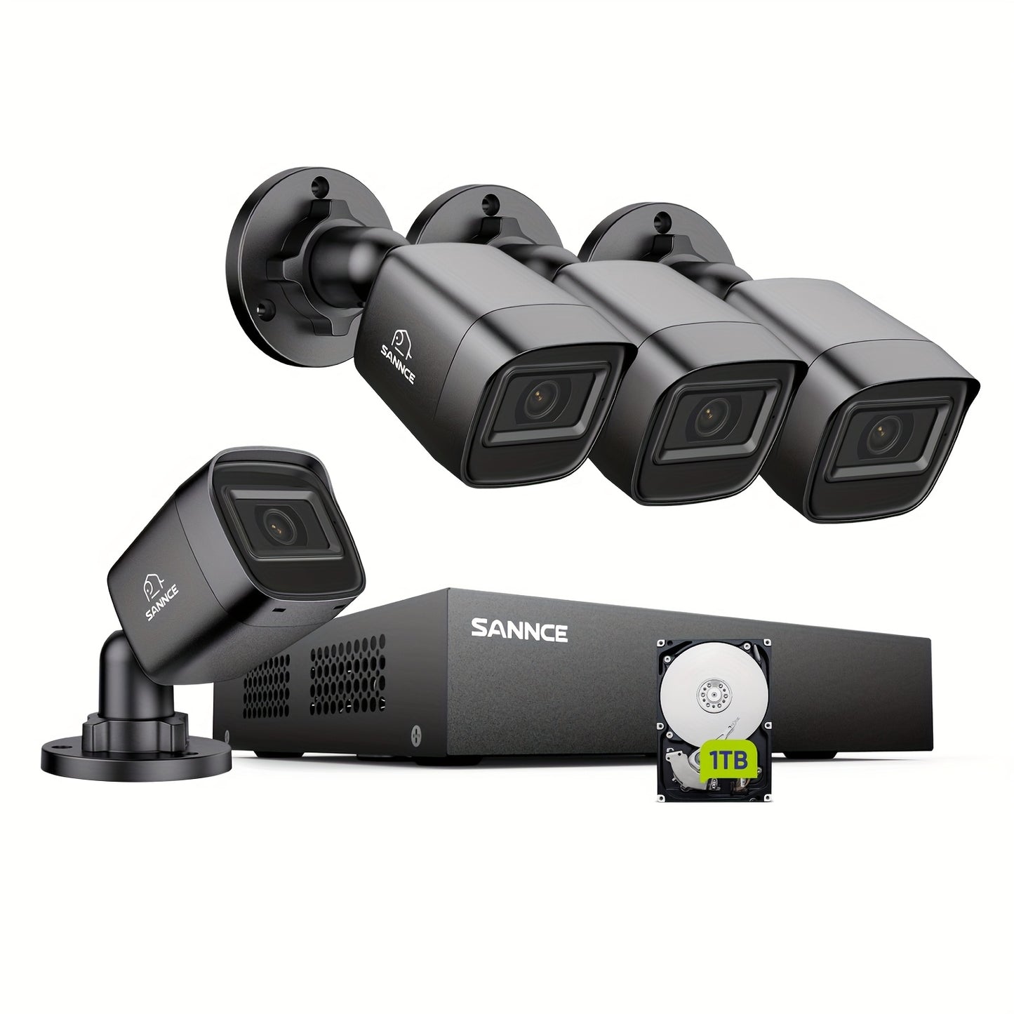 Beveiligingsset 8-kanaals – Cameraset – CCTV Systeem – Bewakingscamera – Video Recorder – 4 Bedrade Full HD Camera’s – 1TB Harde Schijf – Nachtzicht & Emailalarm