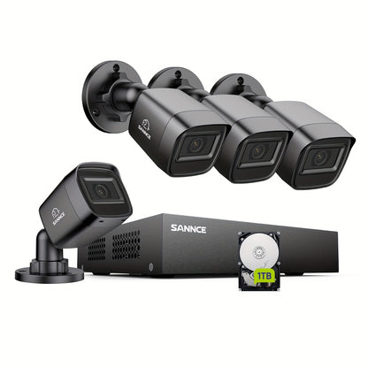 Beveiligingsset 8-kanaals – Cameraset – CCTV Systeem – Bewakingscamera – Video Recorder – 4 Bedrade Full HD Camera’s – 1TB Harde Schijf – Nachtzicht & Emailalarm