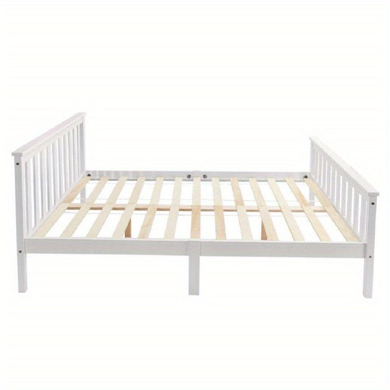 Tweepersoonsbed Wit Vurenhout – Bedframe – Houten Bed – Slaapbank – Bed Met Lattenbodem – 140x200 cm – Massief Hout