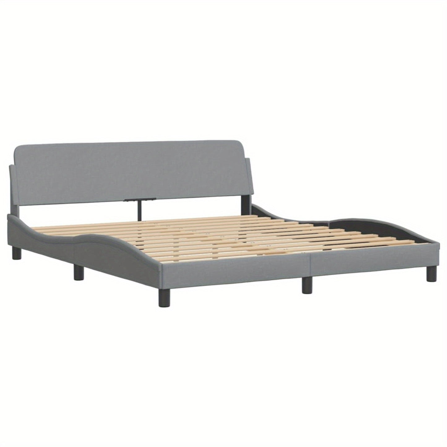 Bed frame without mattress light grey 180x200 cm fabric with Slat Support Platform Bed Frame Suitable for Mattress Size 180 x 200 cm for Bedroom