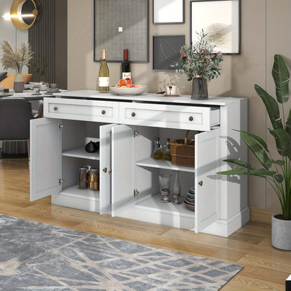 Ladekast – Opbergkast – Dressoir – Buffetkast – Woonkamerkast – Wit – 150 x 40 x 86 cm – Duurzaam Bamboe – Veel Opbergruimte
