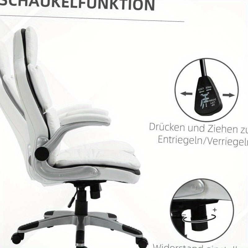 Ergonomische Bureaustoel – Bureaustoel – Werkstoel – Kantinestoel – Computerstoel – Witte Kleur – Verstelbare Hoogte – 360° Draaibaar Met Opvouwbare Armleuningen